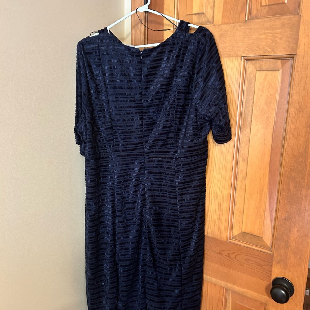 Blue velvet cold shoulder dress, Catherines 1X